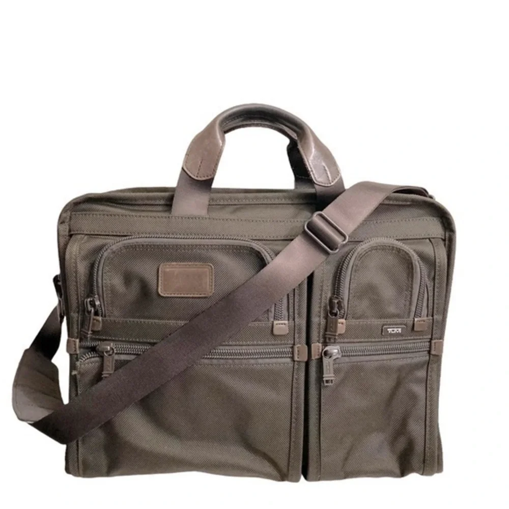 Tumi brown nylon leather combo briefcase laptop bag